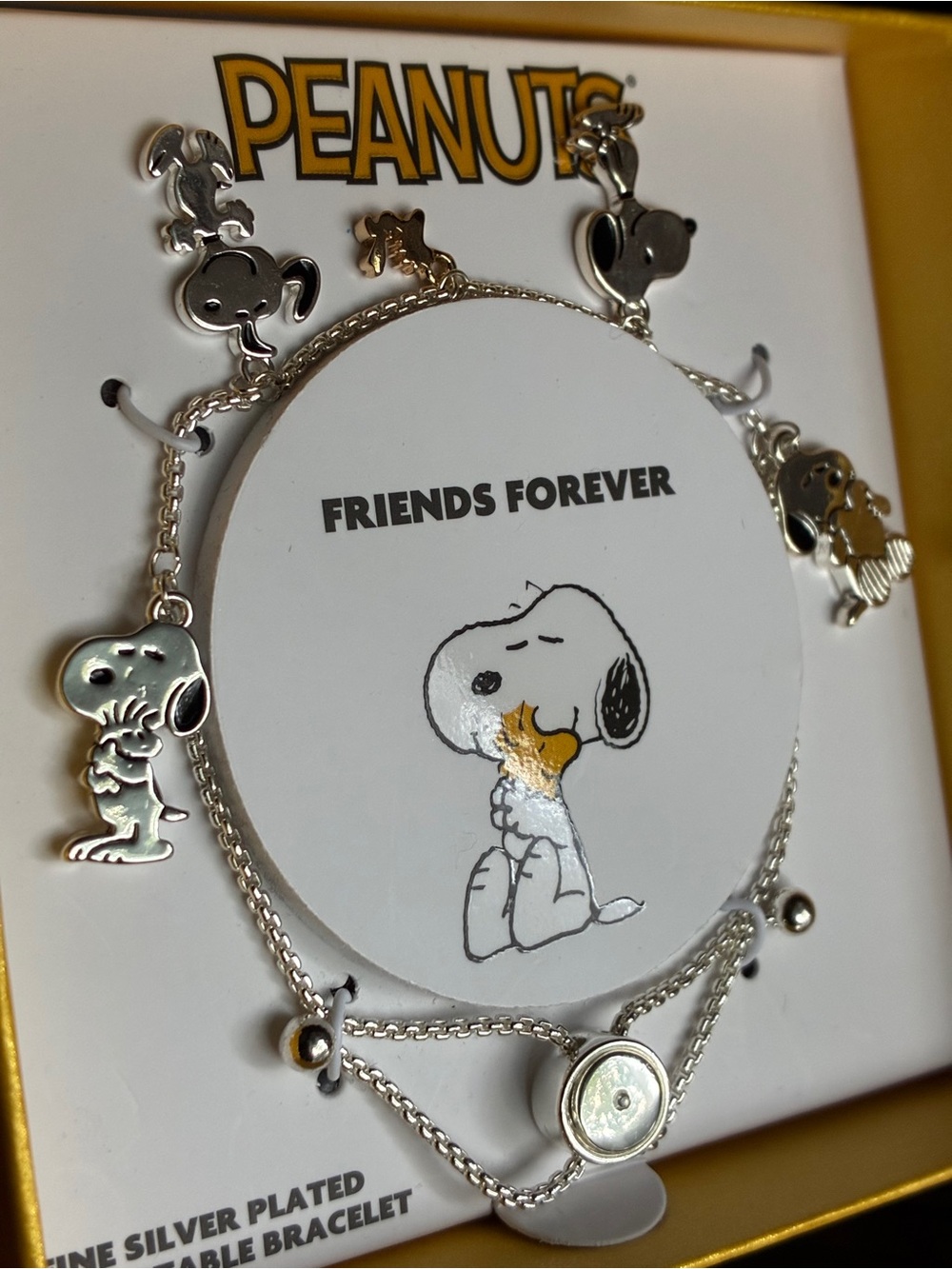 Peanuts Silver Snoopy Charm Bracelet - Silver Plated adjustable - Picture 3 of 9
